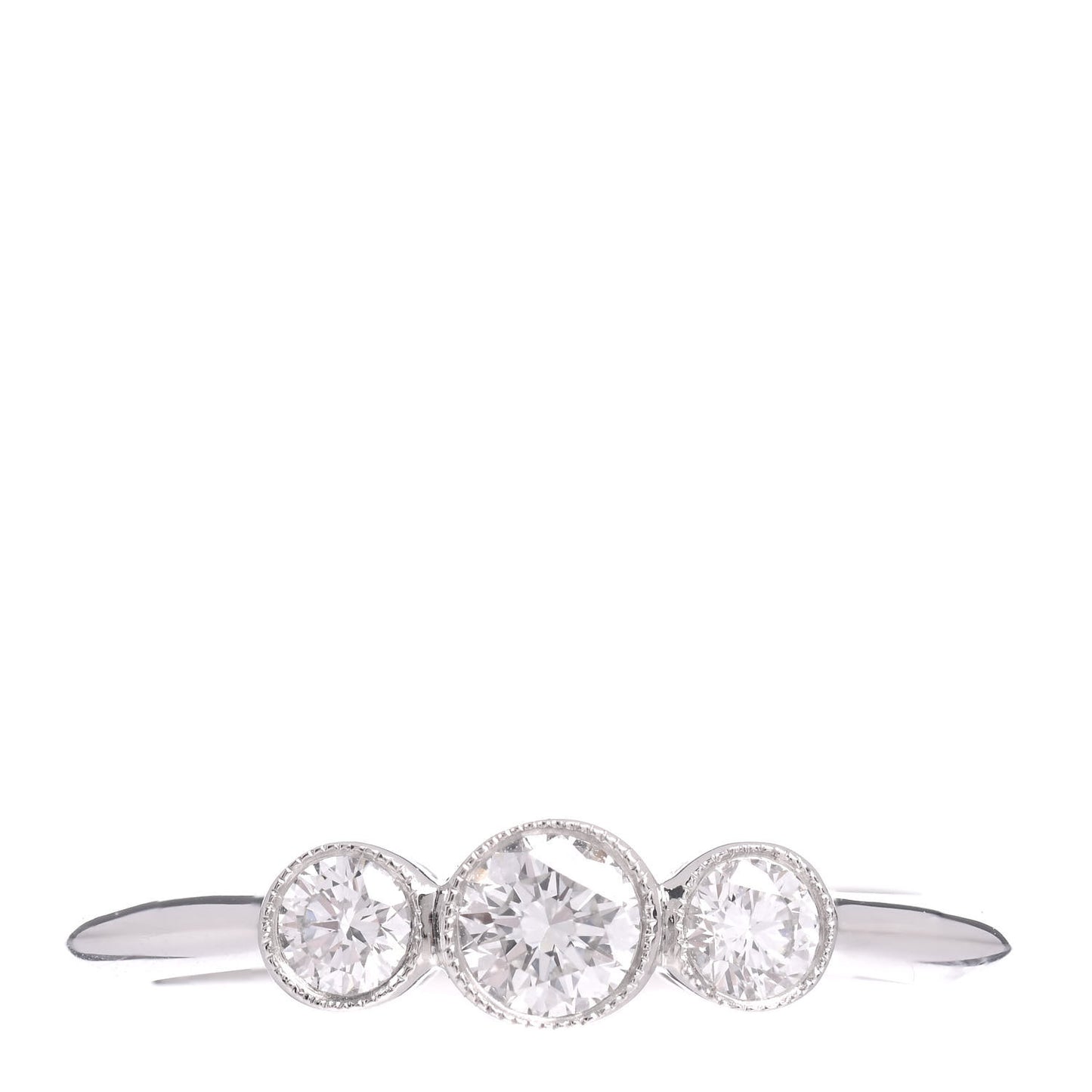 Platinum Diamond Three Stone Milgrain Ring 49 5