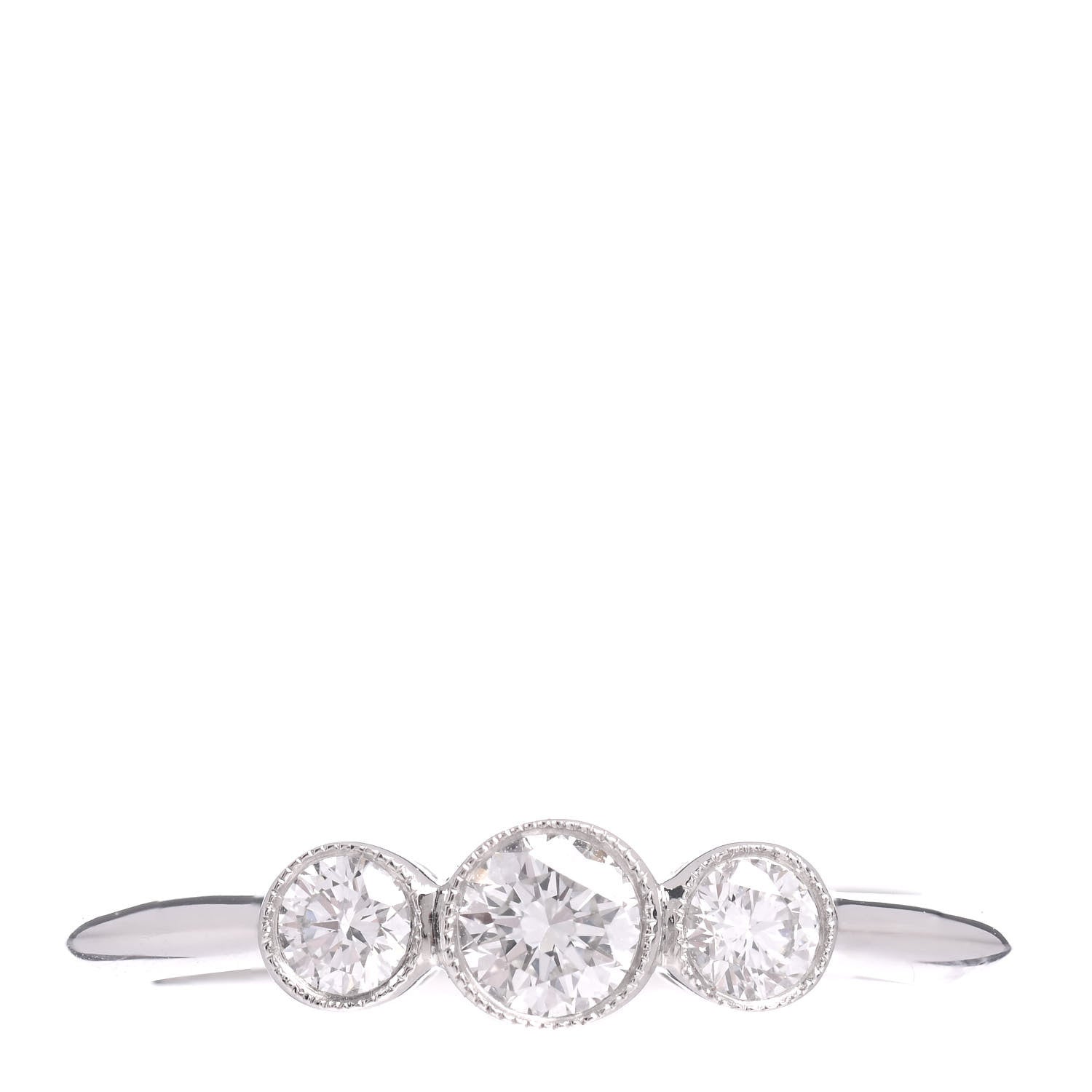 Tiffany Platinum Diamond Three Stone Milgrain Ring 49 5 1 of 5