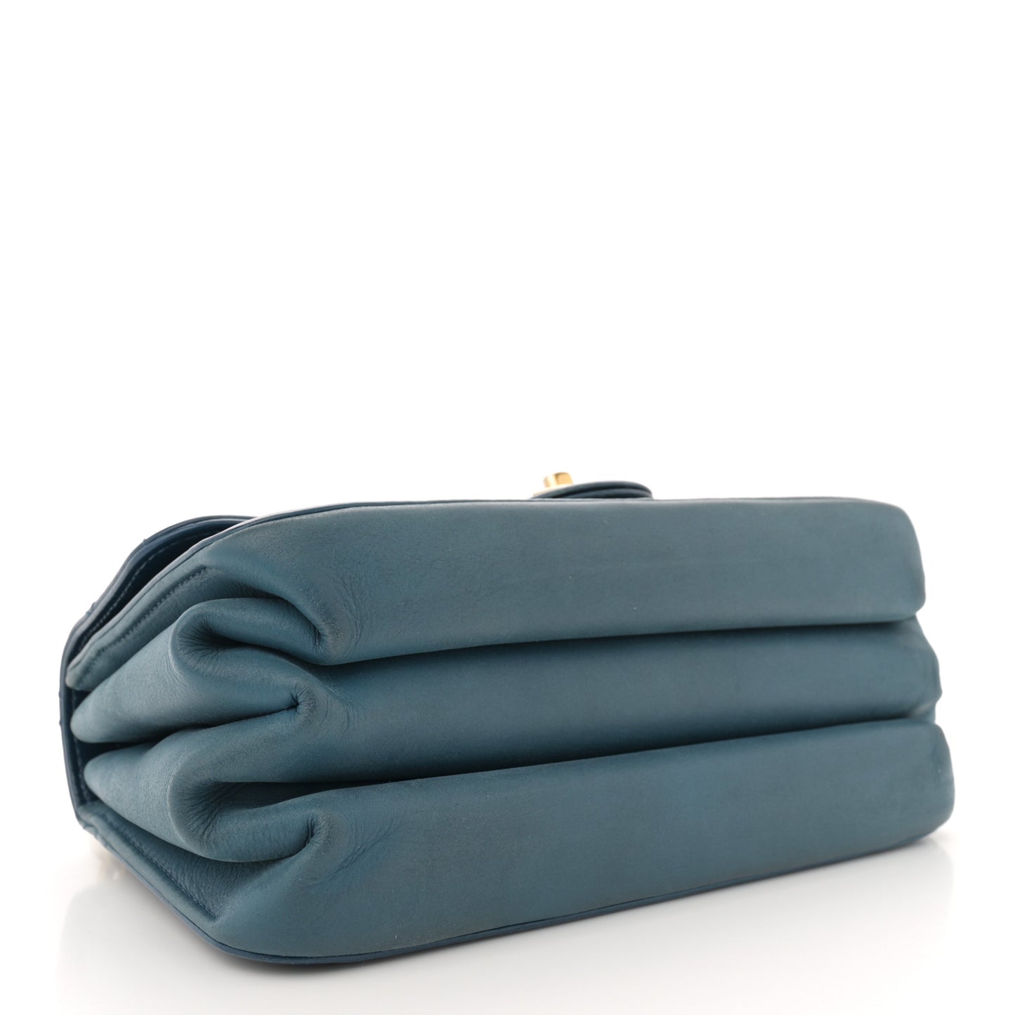 Iridescent Calfskin Quilted Small Straight Lined Flap Blue