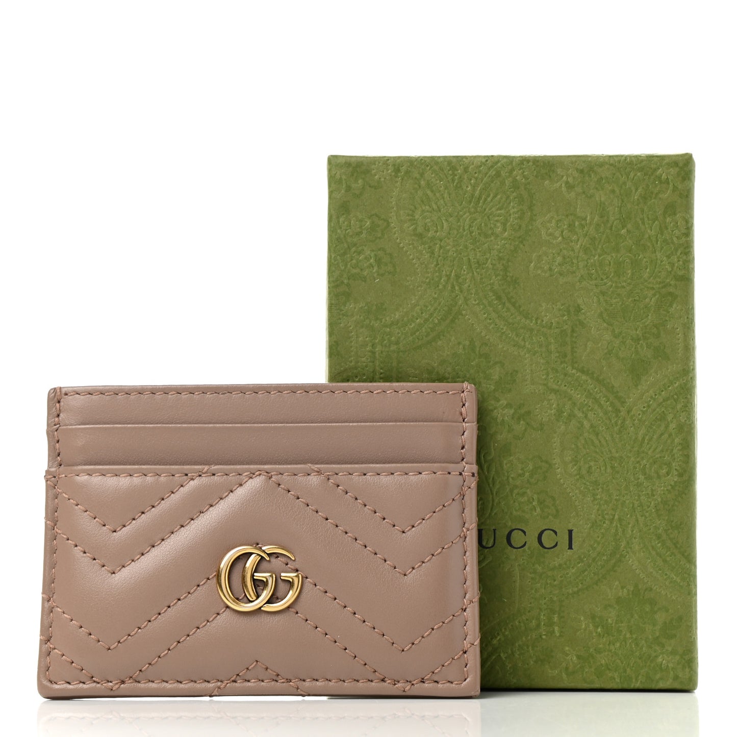 Calfskin Matelasse GG Marmont Card Holder Porcelain Rose