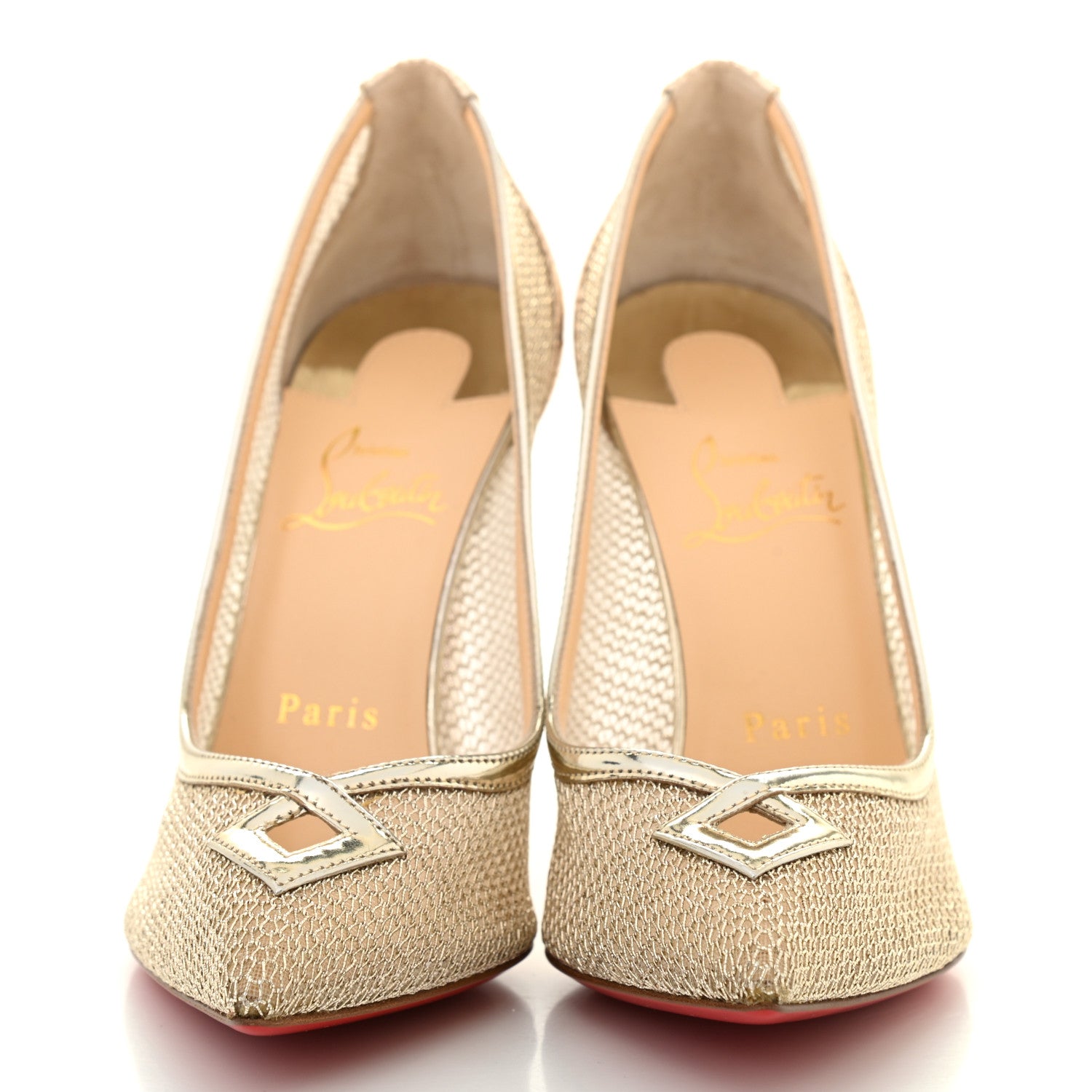 Christian Louboutin Mesh Neoalto 100 Pumps 37.5 Gold 2 of 11