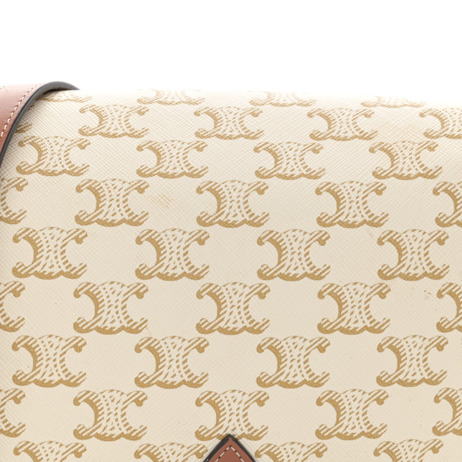 Celine Triomphe Canvas Medium Folco Bag White 8 of 12