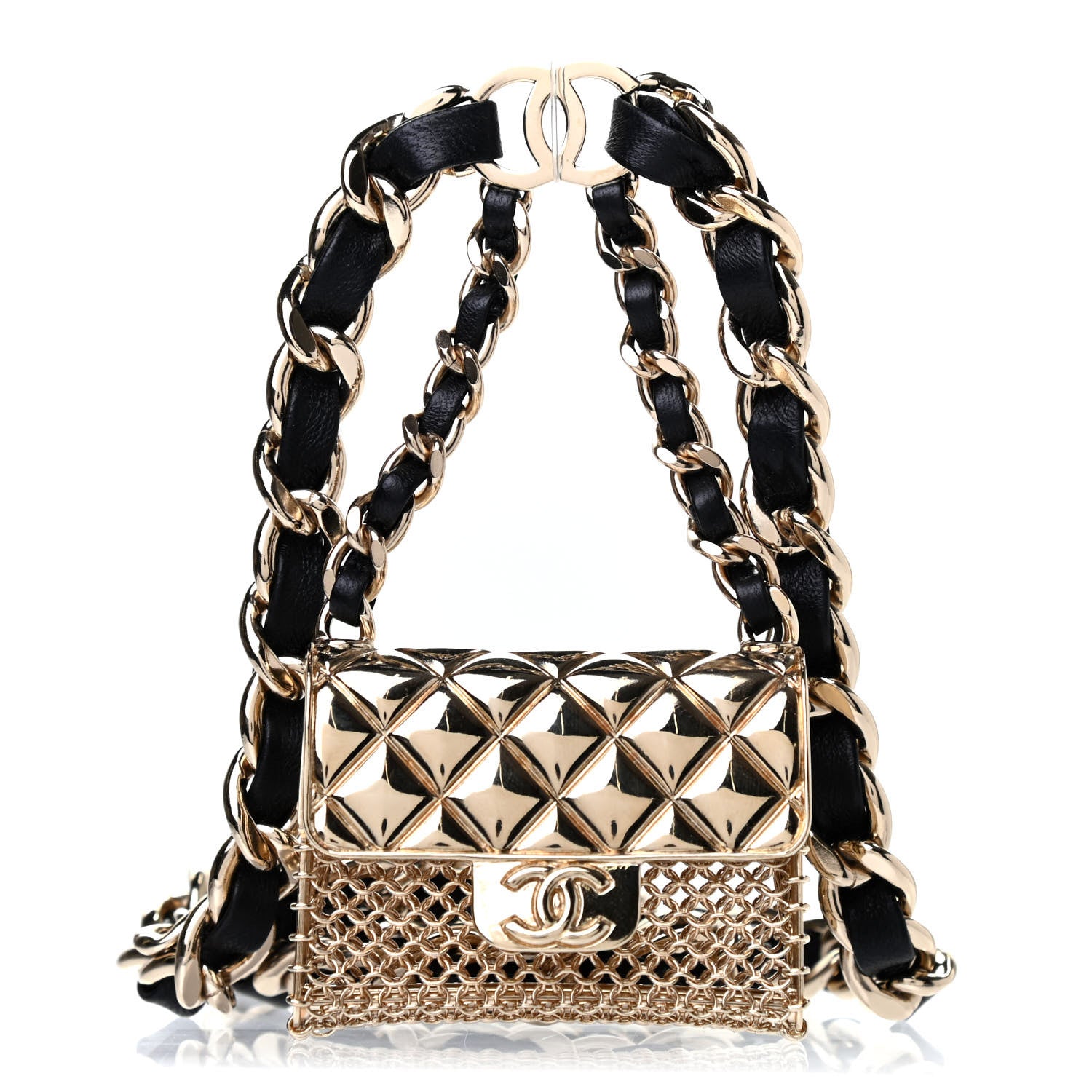 Chanel Lambskin Chain CC Flap Bag Belt 80 Black Gold 1 of 5
