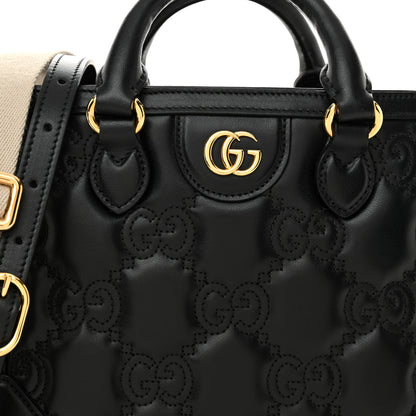 Gucci Calfskin GG Matelasse Mini Tote Bag Black Natural 8 of 10