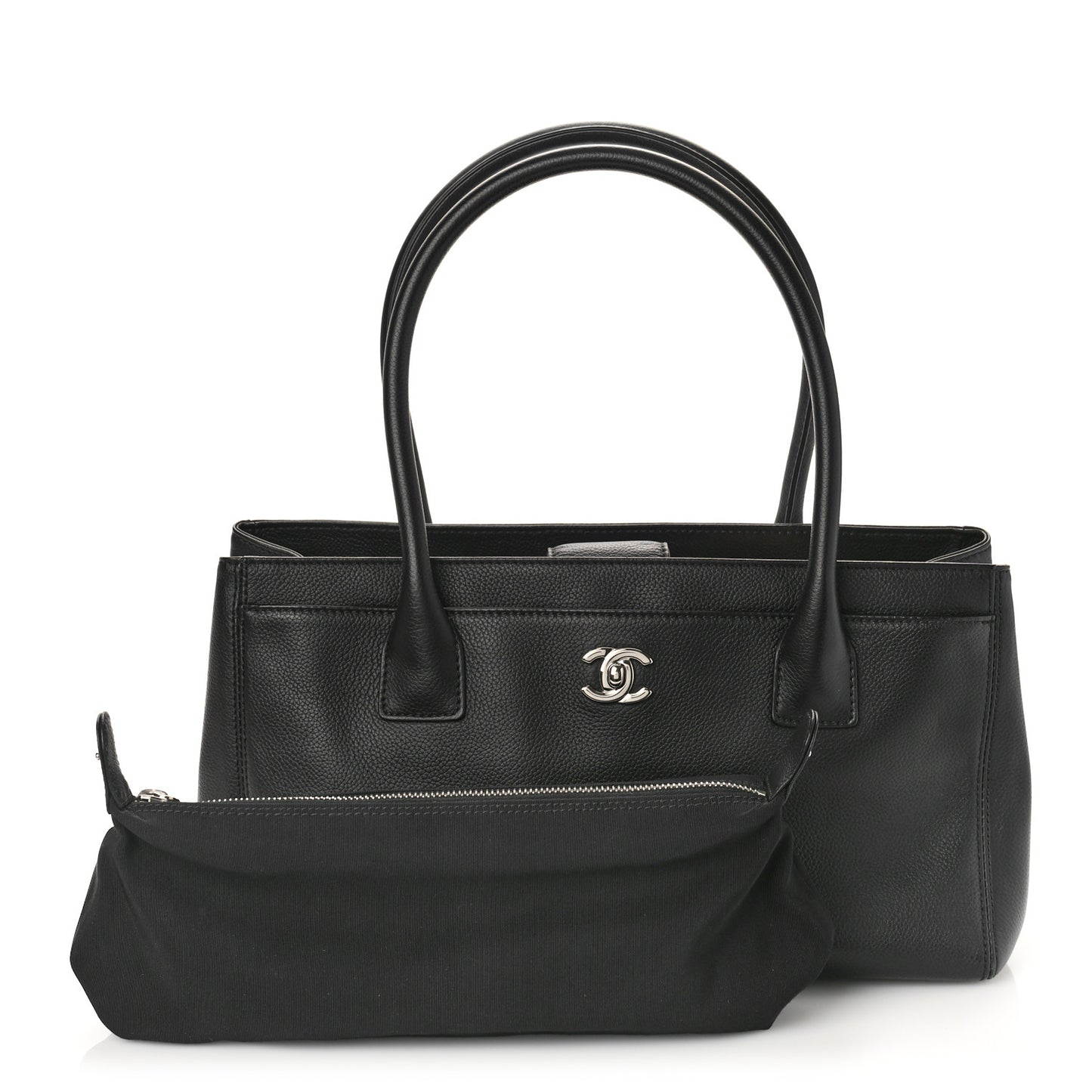Calfskin Small Cerf Executive Shopper Tote Black