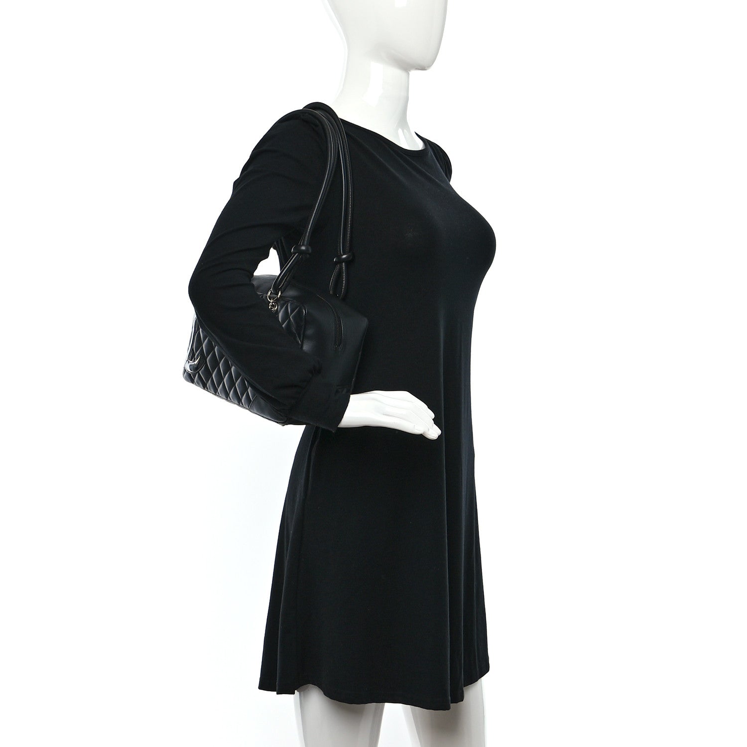Chanel Calfskin Quilted Large Cambon Bowler Black 3 of 8