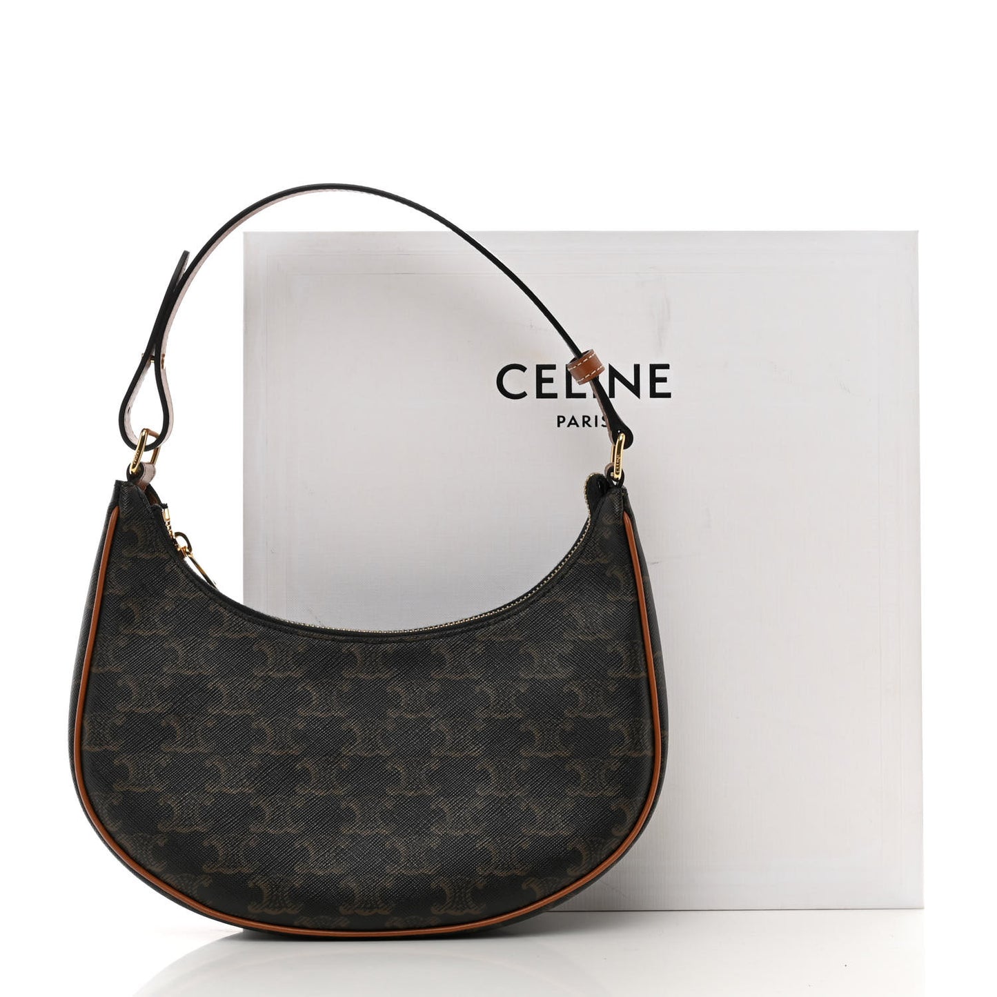 Triomphe Canvas Calfskin Ava Shoulder Bag Tan