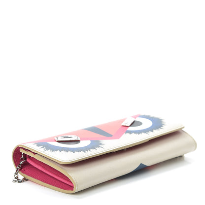 Fendi Vitello Elite Crystal Eye Monster Continental Wallet on Chain Bellini Multicolor 4 of 9