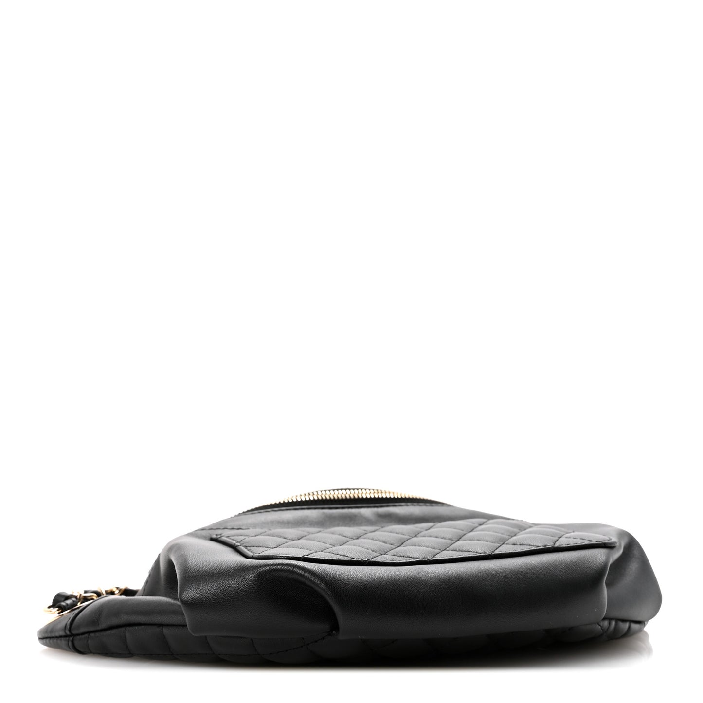 Lambskin Quilted Waist Bag Fanny Pack Black