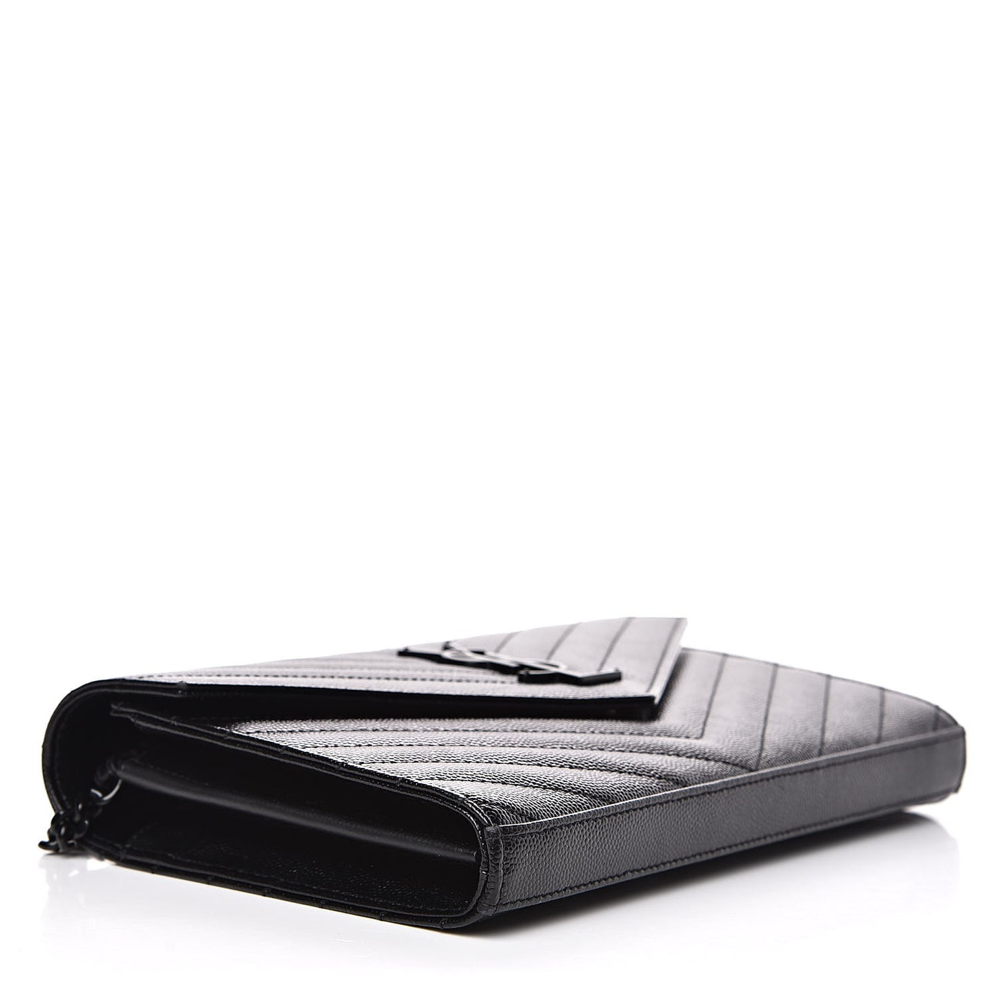 Grain De Poudre Matelasse Chevron Monogram Chain Wallet Black