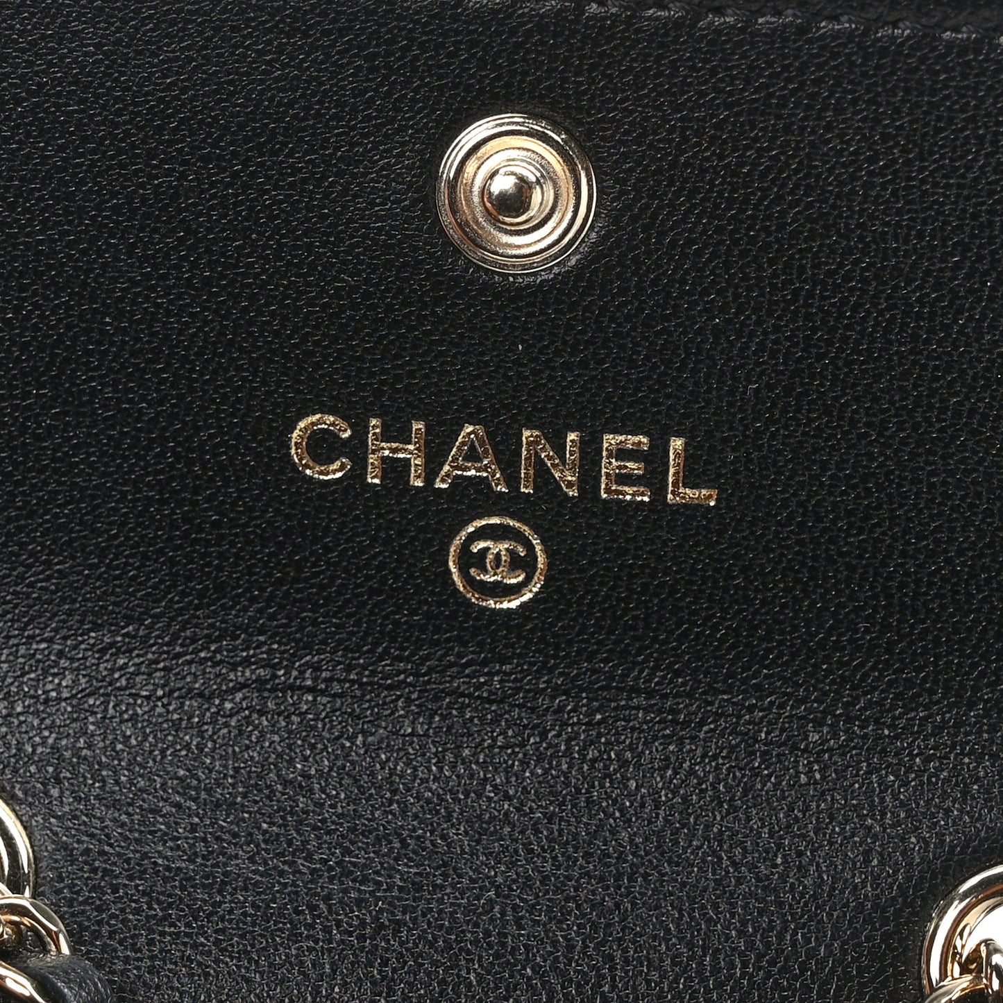 Lambskin Camellia Embossed Chain Belt Bag Black