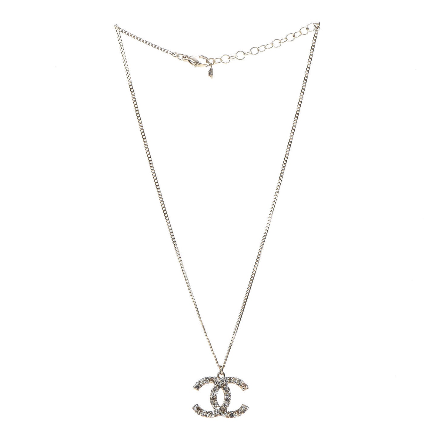 Crystal Baguette CC Necklace Gold