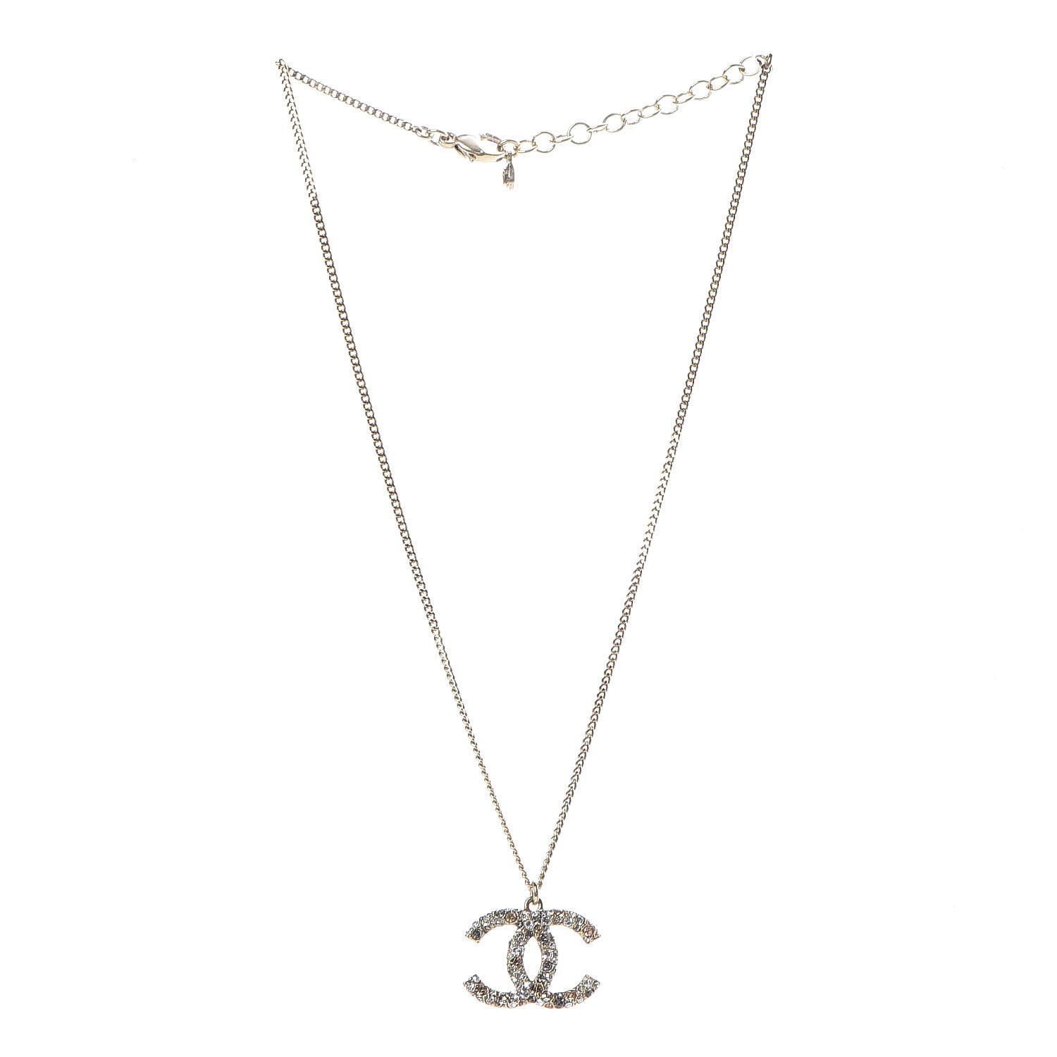 Chanel Crystal Baguette CC Necklace Gold 3 of 6