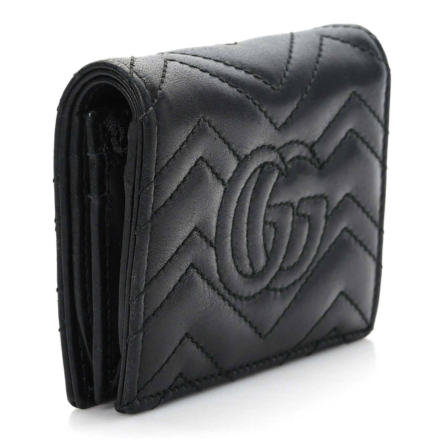 Calfskin Matelasse GG Marmont Card Case Wallet Black