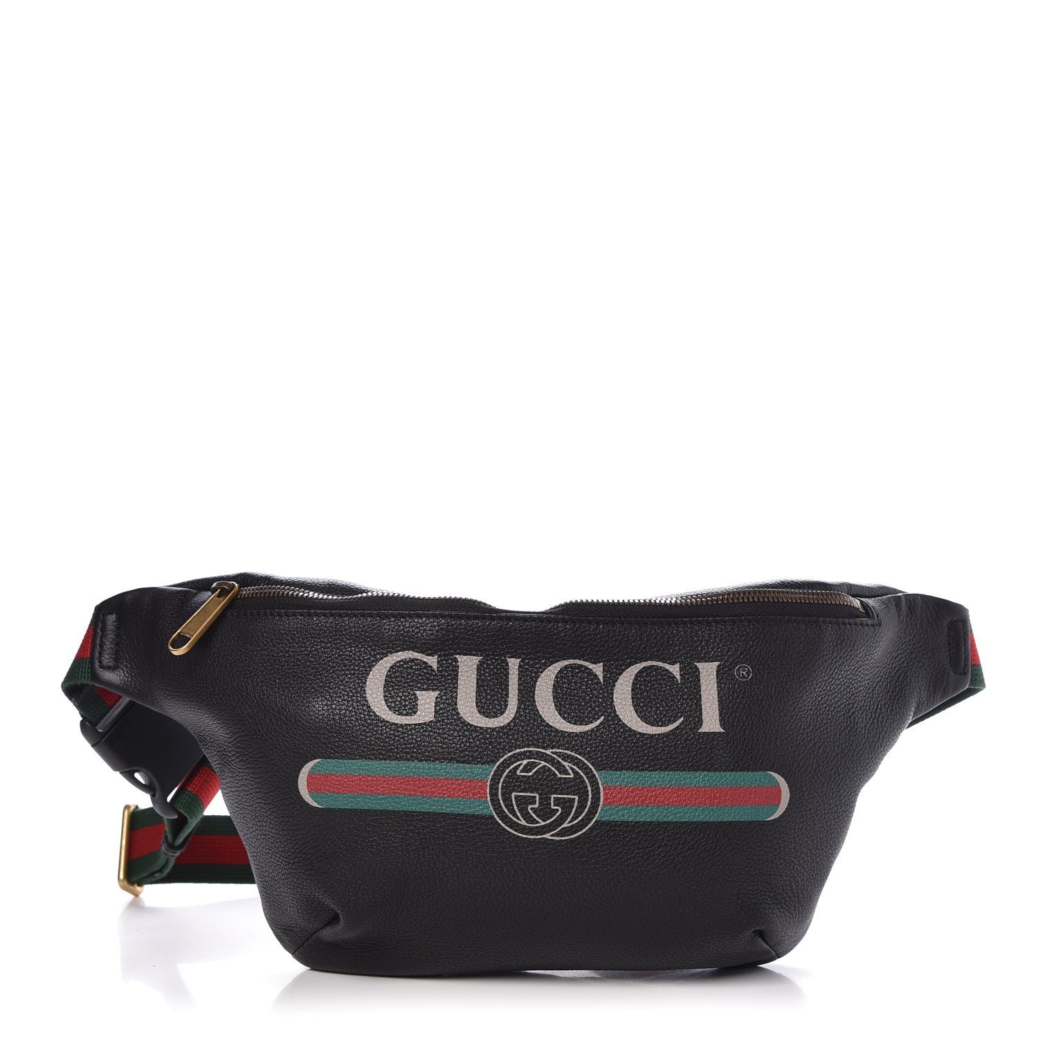 Gucci Grained Calfskin Logo Belt Bag Black 1 of 9