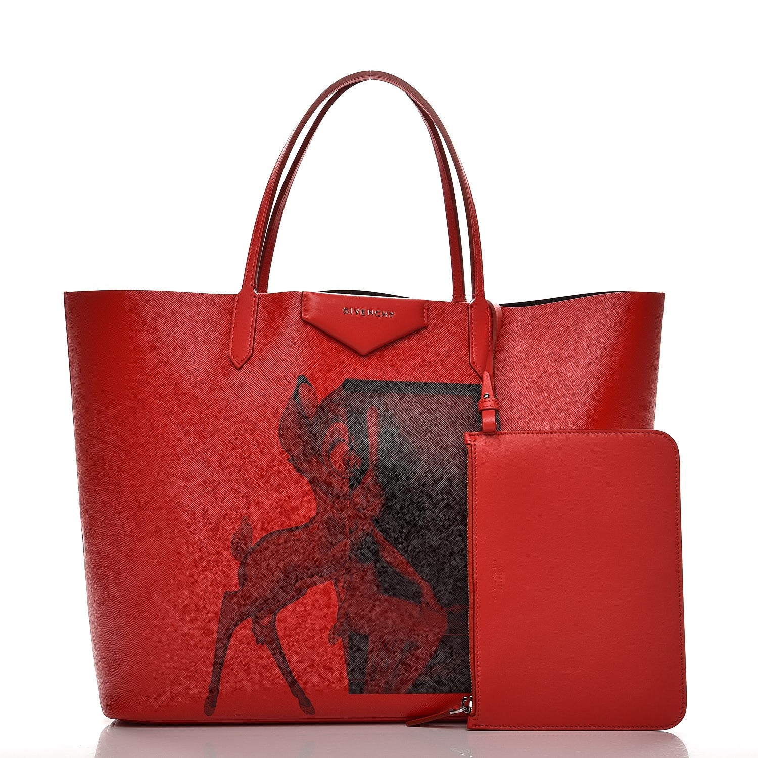 Givenchy Textured Coated Canvas Bambi Print Large Antigona Tote Red 3 of 8