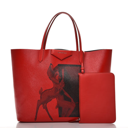 Givenchy Textured Coated Canvas Bambi Print Large Antigona Tote Red 3 of 8