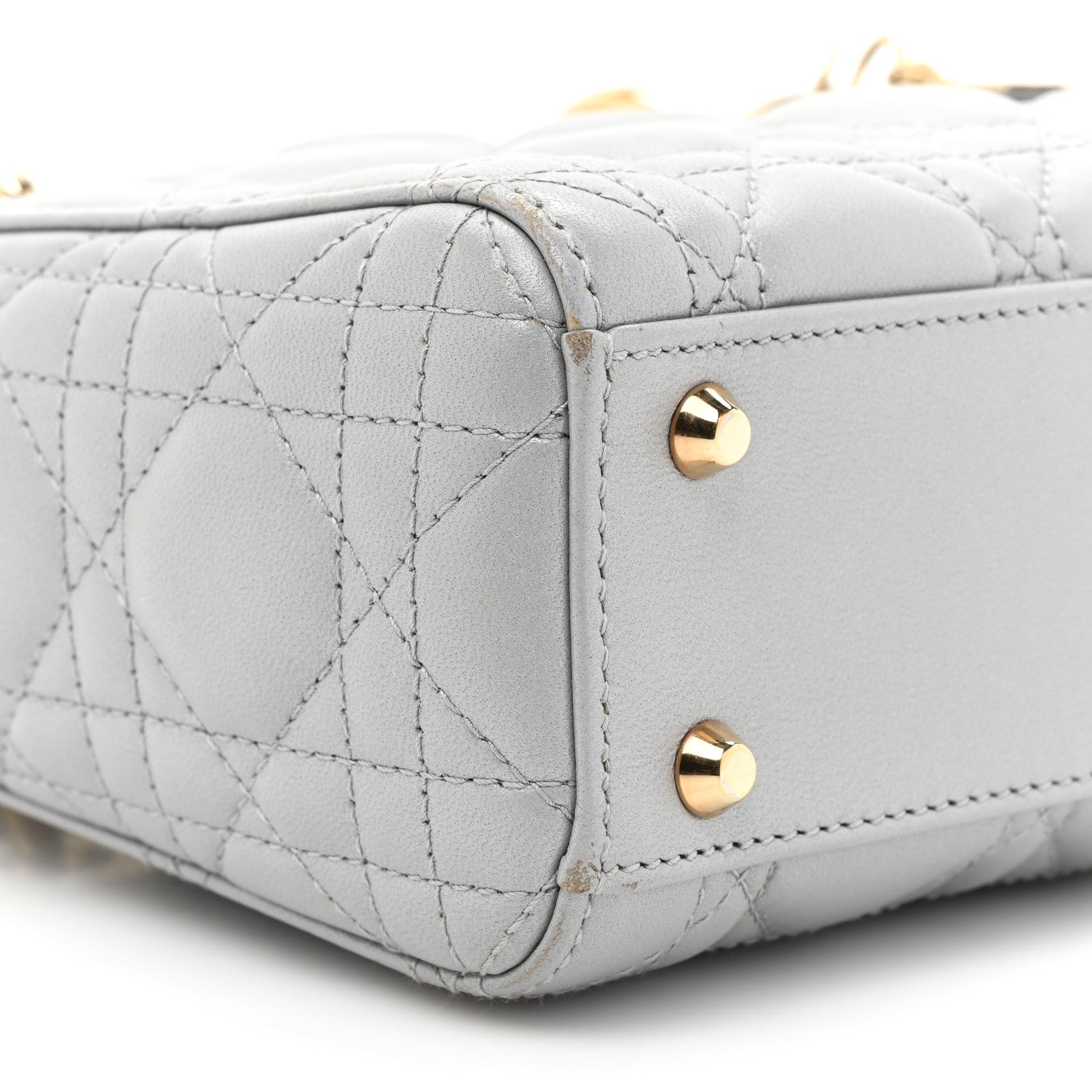 Christian Dior Metallic Lambskin Cannage Mini Lady Dior Grey 9 of 17