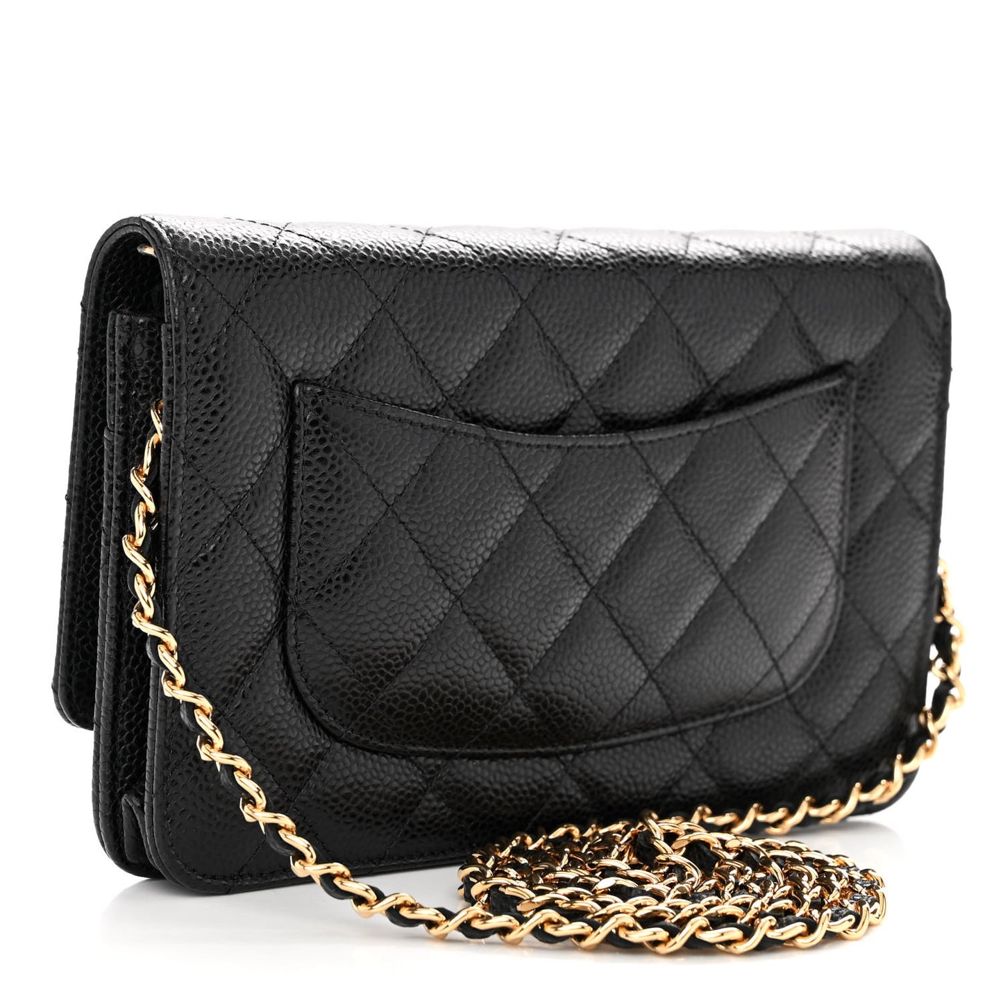 Caviar Quilted Wallet on Chain WOC Black