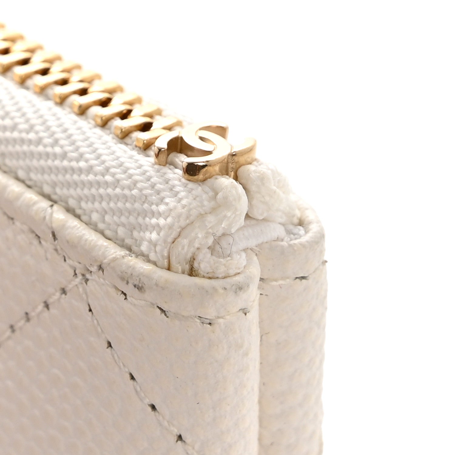 Chanel Caviar Quilted Small Cosmetic Case White 11 of 12