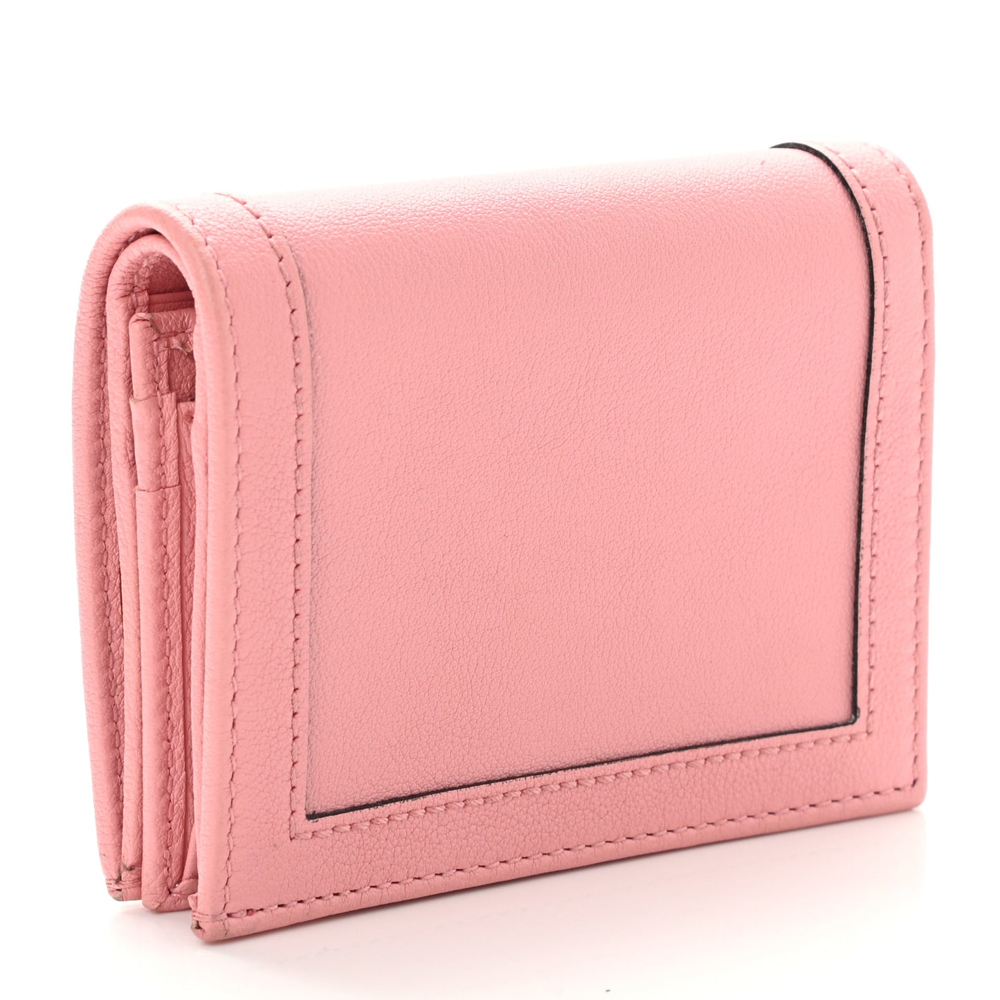 Wonka Grain Calfskin Diana Card Case Wallet Wild Rose