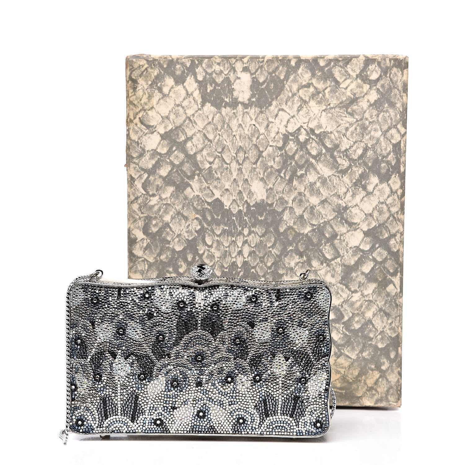 Judith Leiber Swarovski Crystal Minaudière Deco Clutch Black 18 of 20