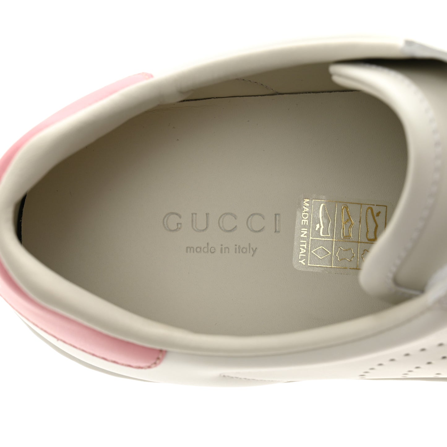 Calfskin Interlocking G Perforated Womens Ace Sneakers 38 White Rose