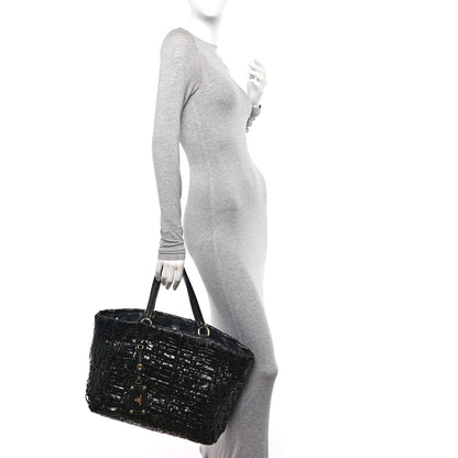 Prada Patent Woven Tote Black 2 of 12