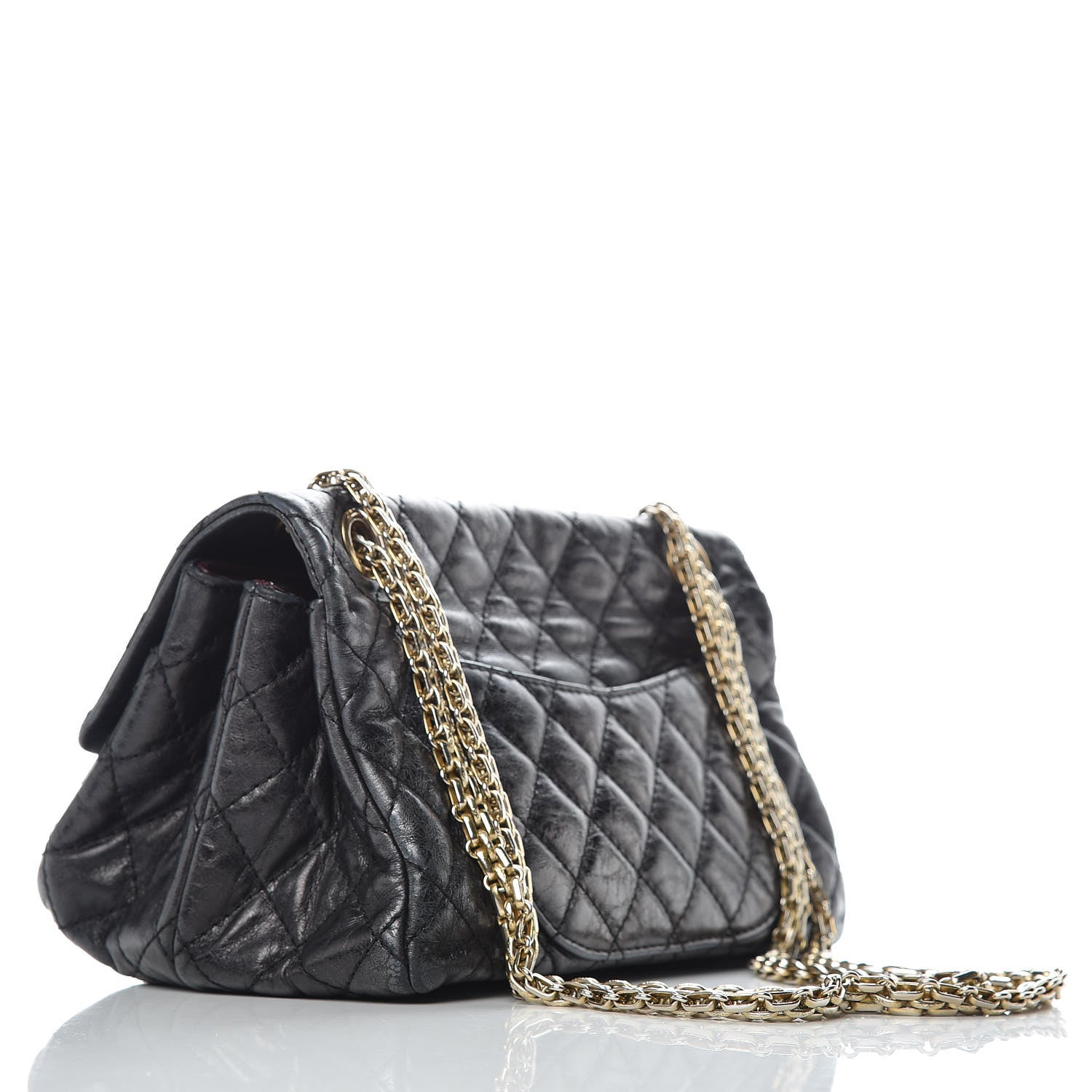 Chanel Metallic Aged Calfskin Accordion Reissue 2.55 Flap Dark Silver 3 of 9