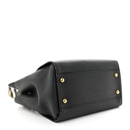 Burberry Soft Grain Calfskin Medium Buckle Tote Black 4 of 11