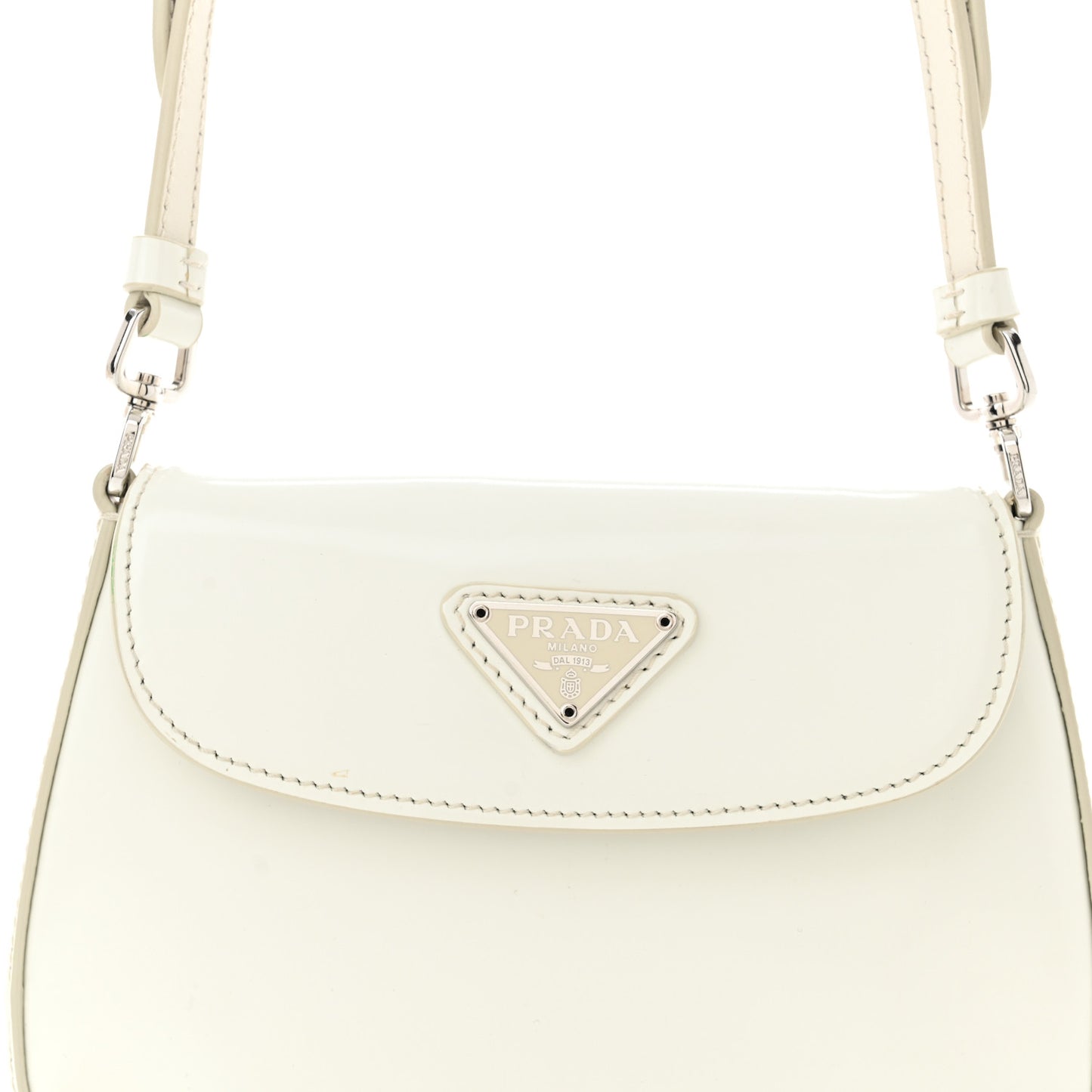 Spazzolato Mini Cleo Flap Shoulder Bag White