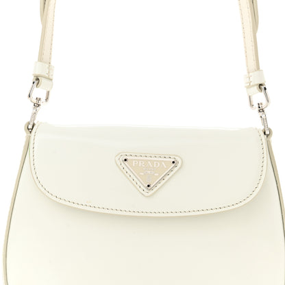 Prada Spazzolato Mini Cleo Flap Shoulder Bag White 7 of 11