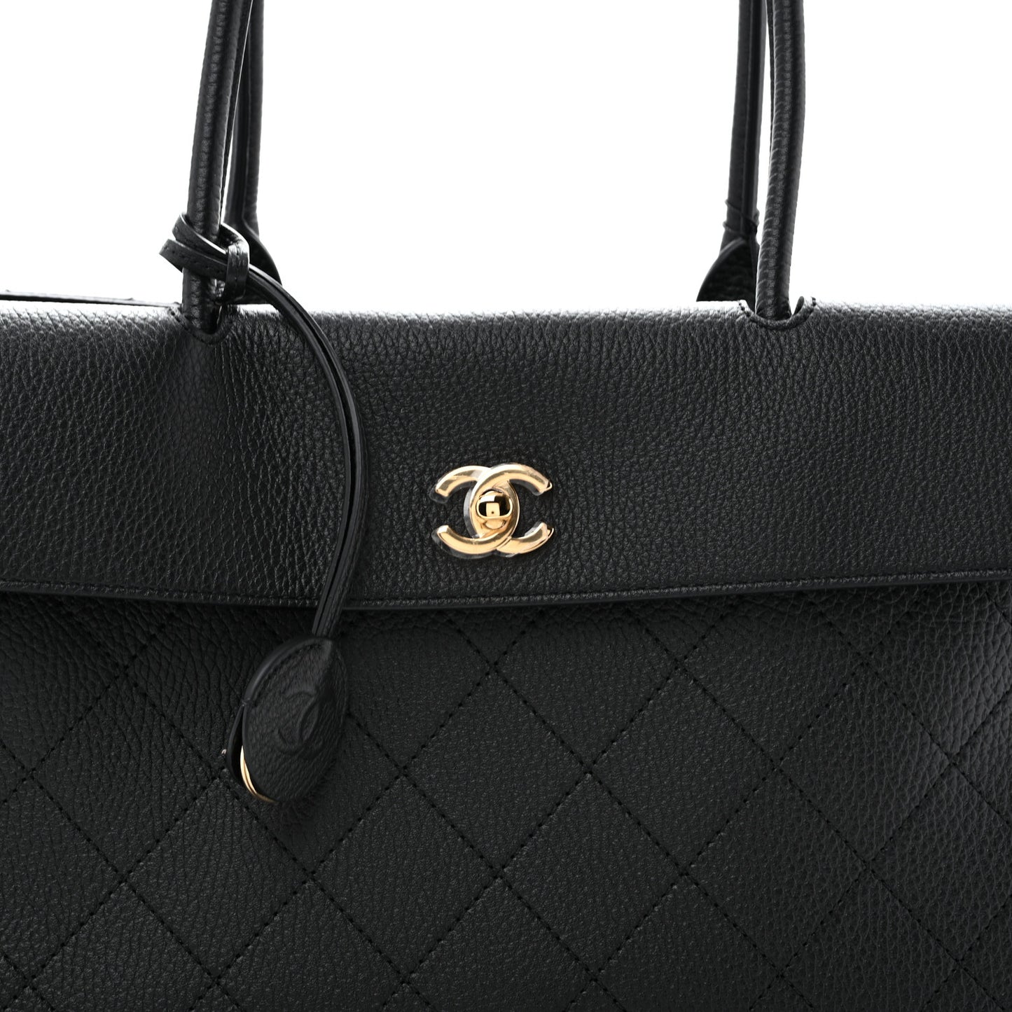 Grained Calfskin Stitched Urban Essentials Shopping Bag Black