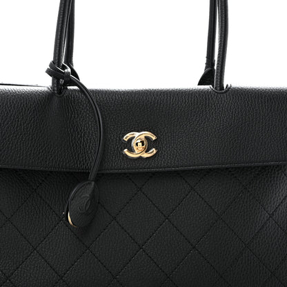 Chanel Grained Calfskin Stitched Urban Essentials Shopping Bag Black 9 of 12