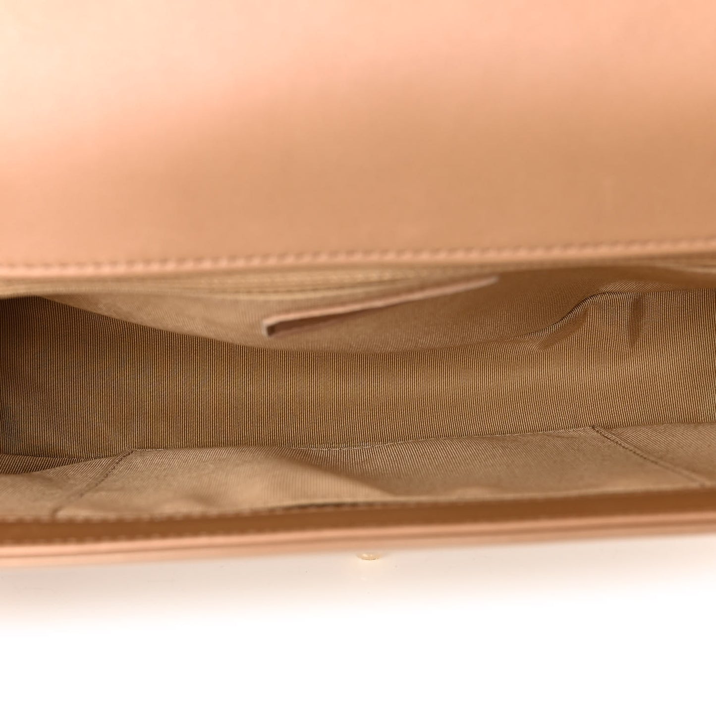 Iridescent Glazed Calfskin Quilted New Medium Boy Flap Dark Beige