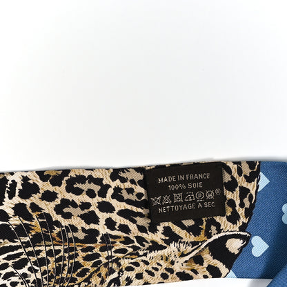 Hermes Silk Jungle Love Fringed Twilly Gris Bleuete Vert 3 of 4