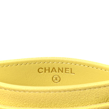 Chanel Caviar Chevron Quilted Boy Card Holder Yellow 4 of 4