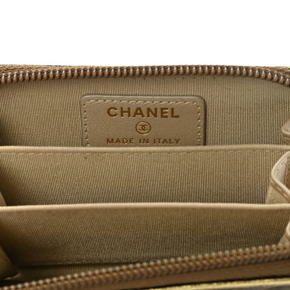 Chanel Cracked Metallic Calfskin Quilted Boy Zip Around Coin Purse Wallet Gold 6 of 10