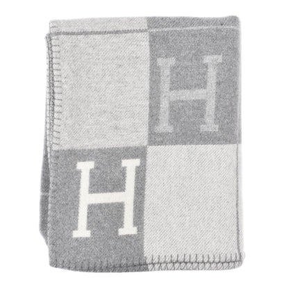 Hermes Wool Cashmere Avalon III Blanket Ecru Gris Clair 1 of 3
