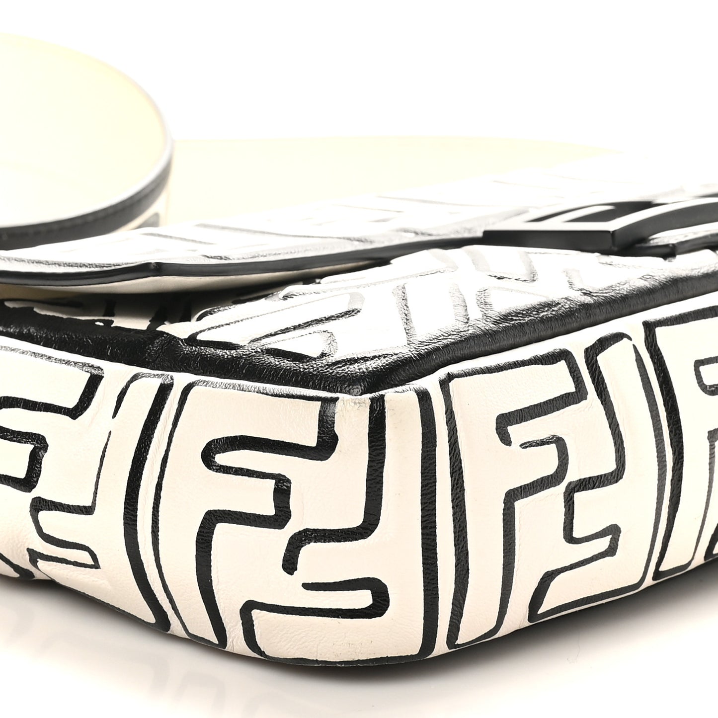 X JOSHUA VIDES Nappa FF Embossed Baguette White Black