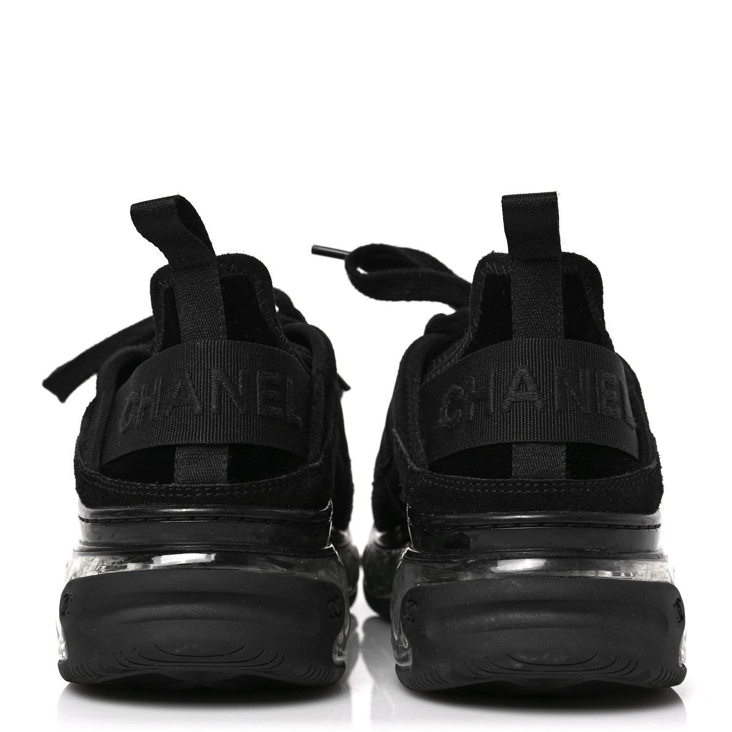 Chanel Suede Calfskin Velvet Grosgrain CC Sneakers 38.5 Black 5 of 8