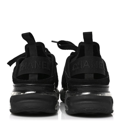 Chanel Suede Calfskin Velvet Grosgrain CC Sneakers 38.5 Black 5 of 8