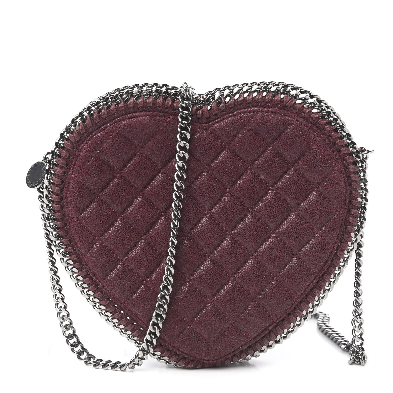 Stella McCartney Shaggy Deer Quilted Falabella Heart Crossbody Bag Burgundy 1 of 8