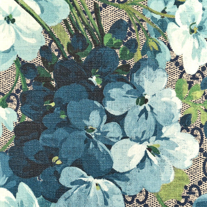 Gucci GG Supreme Monogram Blooms Small Zip Pouch Beige Blue Hibiscus Red 7 of 8