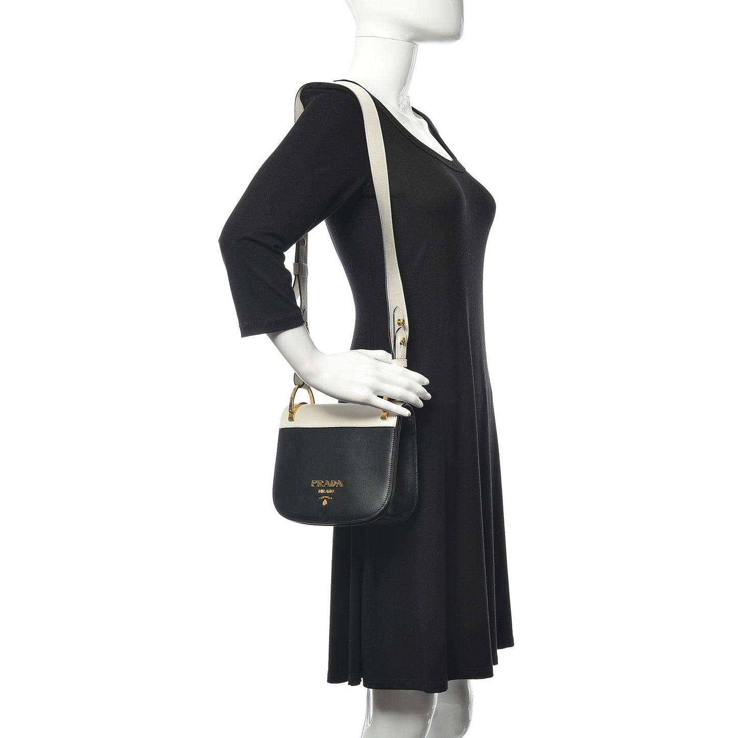 City Calfskin Pionniere Saddle Bag Black White