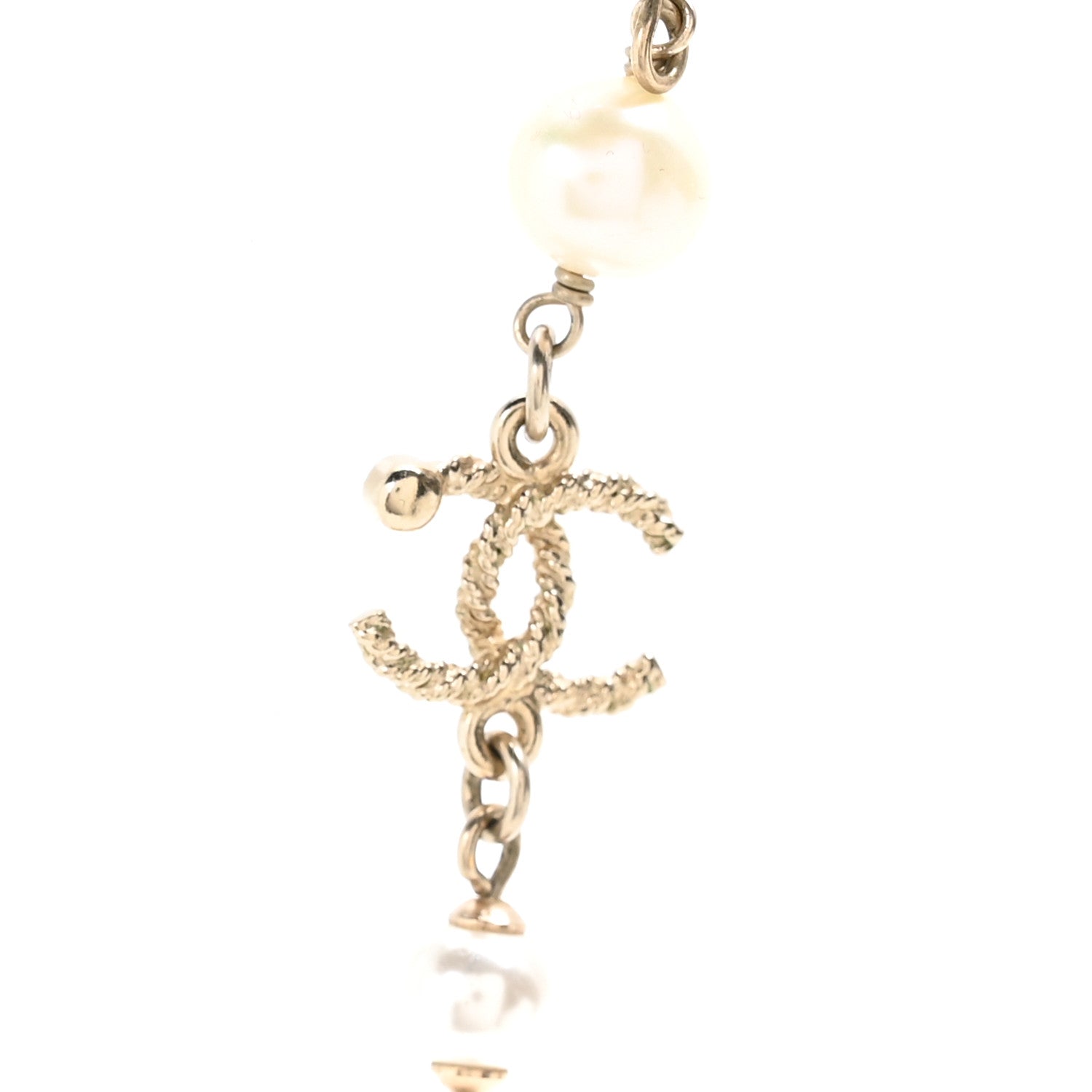 Chanel Pearl Beaded Crystal CC Long Necklace Gold Black White 4 of 6