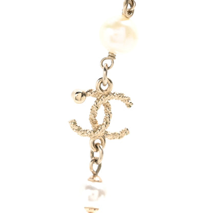Chanel Pearl Beaded Crystal CC Long Necklace Gold Black White 4 of 6