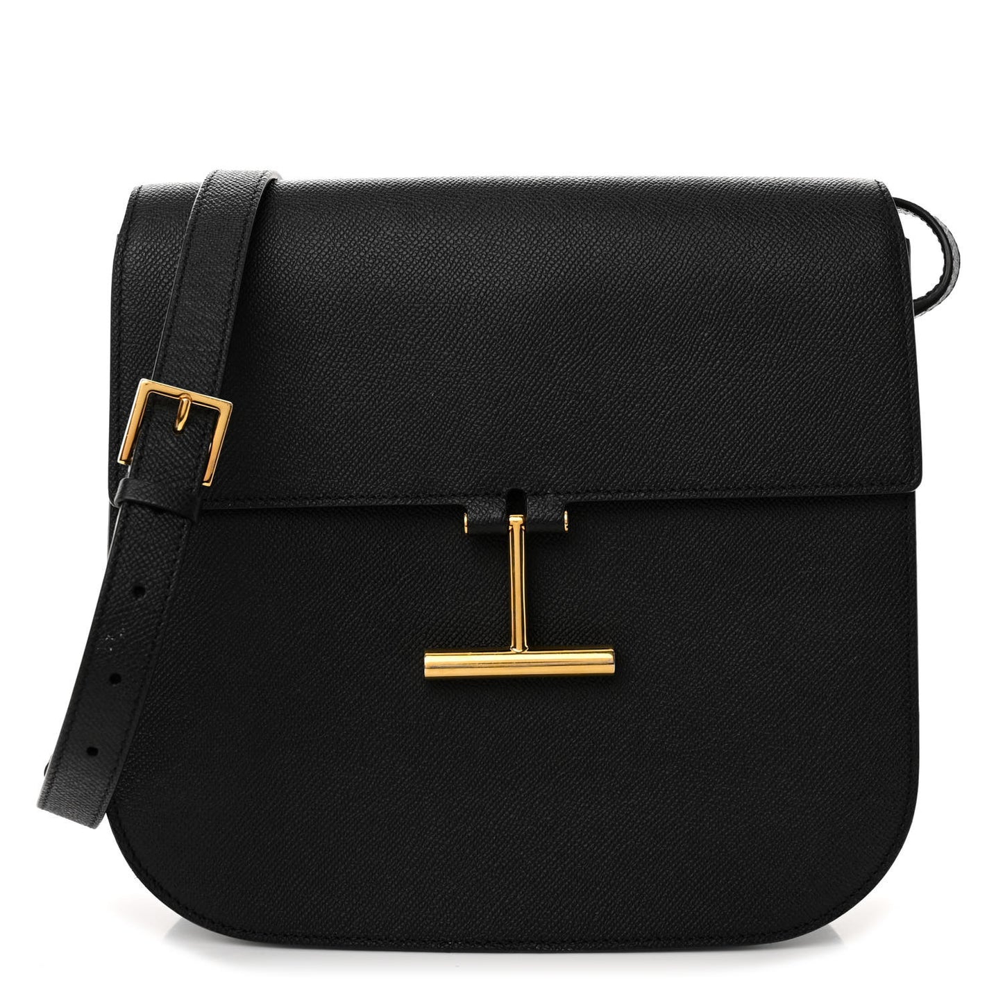 Calfskin Medium T Clasp Tara Crossbody Bag Black