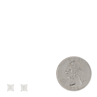 Parker & West by FASHIONPHILE Platinum Diamond .76ctw Princess Cut Solitaire Earrings 2 of 6