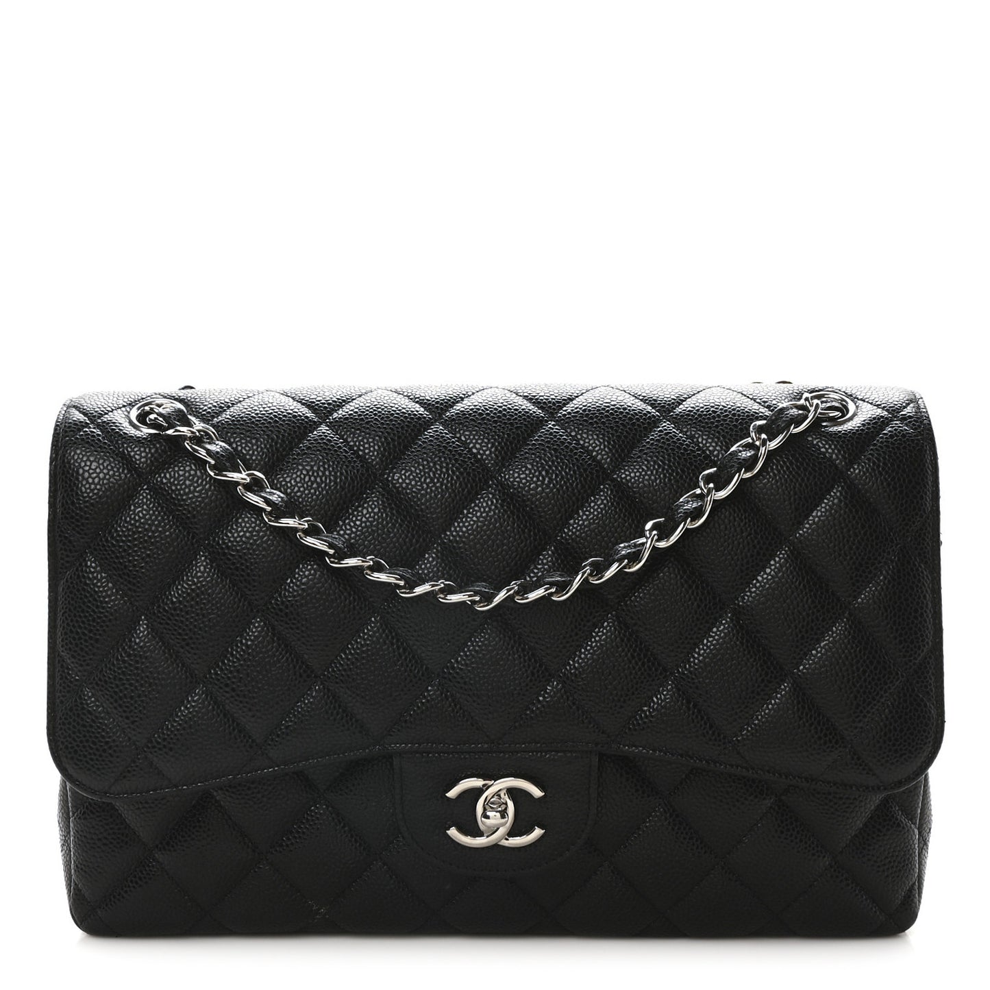 Caviar Quilted Jumbo Double Flap Black